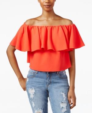 Rachel Rachel Roy Off-the-shoulder Flutter-sleeve Crop Top