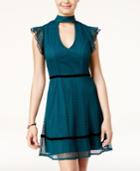 Trixxi Juniors' Velvet-trim Lace Choker Dress