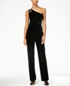 The Edit By Seventeen Juniors' One-shoulder Velvet Jumpsuit, Created For Macy's