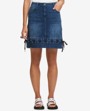 Dkny Denim Lace-up Skirt, Created For Macy's