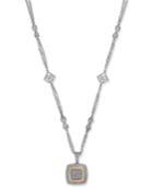 Diamond Pave Square Pendant Necklace (1/3 Ct. T.w.) In 14k Gold-plated Sterling Silver
