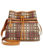 Giani Bernini Plaid Logo Drawstring Bucket Bag, Created For Macy's