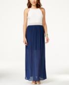 Bcx Juniors' Illusion-waist Lace-bodice Maxi Dress