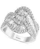 Effy Diamond Baguette Swirl Statement Ring (1-1/2 Ct. T.w.) In 14k White Gold