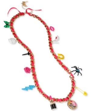 Betsey Johnson Gold-tone Ribbon Multi-charm Flex Necklace
