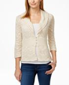 Jm Collection Petite Crochet Shawl-collar Cardigan