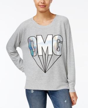 Rampage Juniors' Omg Metallic Oversized Graphic Sweatshirt