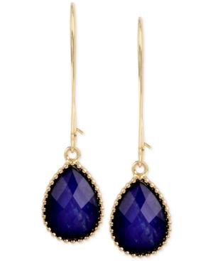 M. Haskell For Inc Gold-tone Blue Teardrop Stone Wire Drop Earrings, Only At Macy's