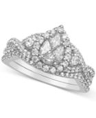 Diamond Pear Cluster Engagement Ring (1-1/3 Ct. T.w.) In 14k White Gold