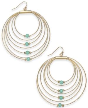 Thalia Sodi Gold-tone Bead Graduated Drop Hoop Earrings, Created For Macy's