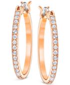 Swarovski Rose Gold-tone Crystal-studded Hoop Earrings