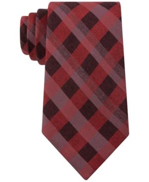 Calvin Klein Red Picnic Check Slim Tie