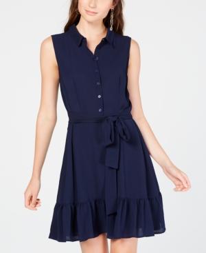Trixxi Juniors' Ruffle-hem Shirtdress