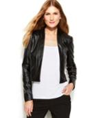 Calvin Klein Faux-leather Open-front Cropped Jacket