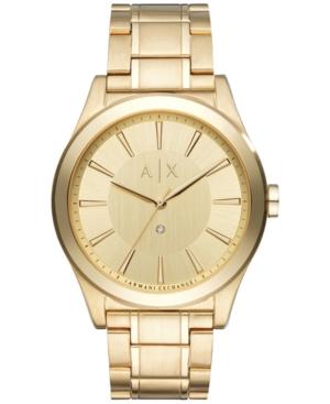 Ax Armani Exchange Men's Diamond Accent Gold-tone Stainless Steel Bracelet Watch 44mm Ax2327