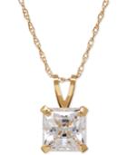 Square-cut Cubic Zirconia Pendant Necklace In 14k Gold Or White Gold