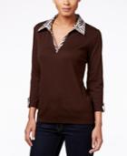 Karen Scott Printed-trim Top, Only At Macy's