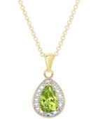 Peridot (9/10 Ct. T.w.) And Diamond Accent Earrings In 18k Gold-plated Sterling Silver Pendant Necklace