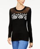 Thalia Sodi Illusion Applique Sweater, Created For Macy's