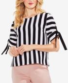 Vince Camuto Striped Tied-sleeve Top