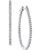 Diamond In-and-out Hoop Earrings In 14k White Gold (1 Ct. T.w.)