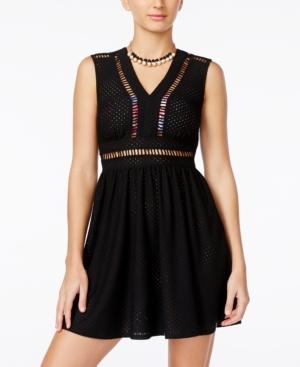 Alice Through The Looking Glass Juniors' Crocheted Cutout Fit & Flare Dress