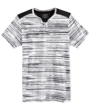 Guess Men's Chalk Striped Split-neck T-shirt