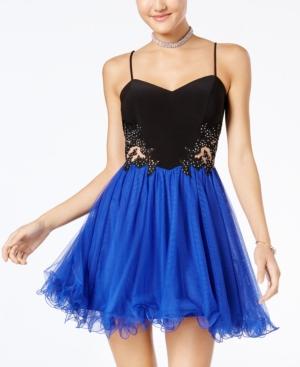 Blondie Nites Juniors' Contrast Fit & Flare Dress