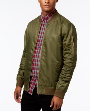 Jaywalker Men's Ruched Nylon Olive Bomber Jacket, Only At Macy's