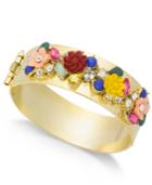 I.n.c. Gold-tone Flower Motif Hinged Bangle Bracelet, Created For Macy's