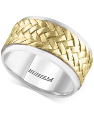 Effy Men's Two-tone Woven-look Ring In Sterling Silver And 18k Gold-plated Sterling Silver