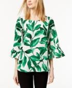 Alfani Printed Bell-sleeve Blouse, Created For Macy's