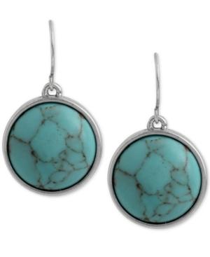 Kenneth Cole New York Silver-tone Round Stone Drop Earrings