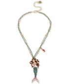 Betsey Johnson Gold-tone Crystal Mermaid Pendant Necklace