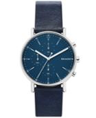 Skagen Mens Signatur Navy Leather Strap Watch Skw6463