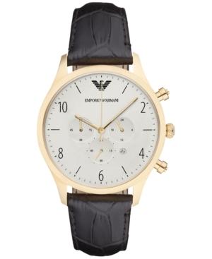 Emporio Armani Men's Chronograph Beta Black Leather Strap Watch 43mm Ar1892