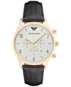 Emporio Armani Men's Chronograph Beta Black Leather Strap Watch 43mm Ar1892