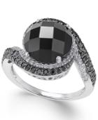 Onyx, Diamond (1/5 Ct. T.w.) & Black Spinel Ring In Sterling Silver