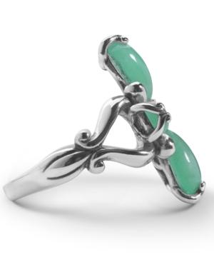 Carolyn Pollack Green Jade Cross Ring In Sterling Silver