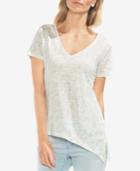 Vince Camuto Printed Asymmetrical Linen T-shirt