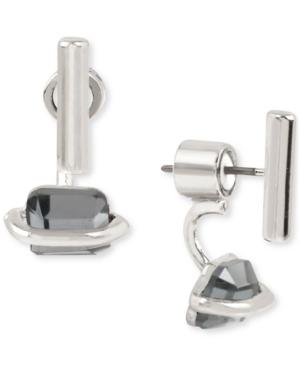 Kenneth Cole New York Silver-tone Gray Stone Front And Back Earrings