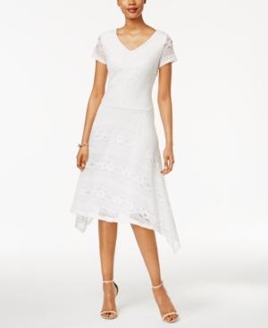 Sangria Lace Handkerchief-hem A-line Dress