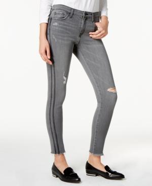 Flying Monkey Frayed Tuxedo-stripe Skinny Jeans