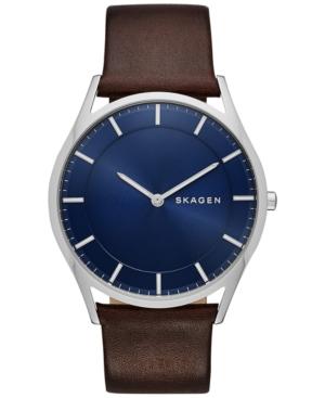 Skagen Men's Holst Brown Leather Strap Watch 40mm Skw6237