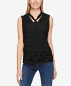 Tommy Hilfiger Textured Tie-neck Shirt, Only At Macy's