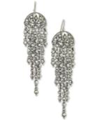 2028 Silver-tone Multi-chain & Crystal Drop Earrings