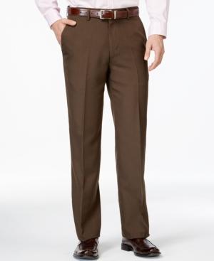 Haggar Classic-fit Eclo Chocolate Tonal Tic Weave Dress Pants