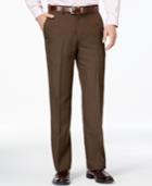 Haggar Classic-fit Eclo Chocolate Tonal Tic Weave Dress Pants