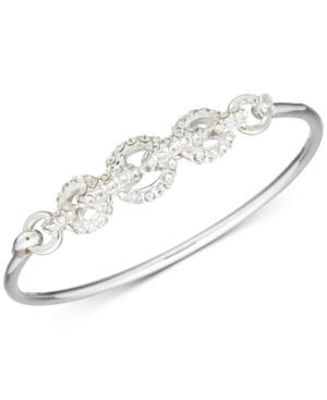 Anne Klein Silver-tone Pave Link Bangle Bracelet