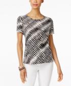 Jm Collection Petite Printed Jacquard Top, Only At Macys'